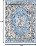 Home Dynamix Premium Sakarya Traditional Medallion Border Area Rug, Blue, 9'2"x12'5" Rectangle