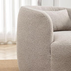 KINWELL 34" Wide Boucle Swivel Barrel Chairs Set of 2, No Assembly Round Upholstered Armchairs Accent Chairs Single Sofa Chair with Toss Pillow for Living Room and Bedroom, Taupe