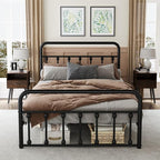 Metal Full Single Bed Frame with Storage Space, 74.8" in Steel Bed Frame with Protective Foot Pads, Strong Bearing Capacity Full Size Bed, Easy Assembly, Underbed Storage Space（43.3 inch）