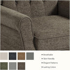 Lumibee High Back Accent Chair,Upholstered Wingback Armchair with Solid Wood Legs for Small Spaces,Comfy Single Sofa Chair for Living Room,Bedroom,Office-Taupe