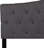 BizChair Arched Button Tufted Upholstered Queen Size Headboard in Dark Gray Fabric