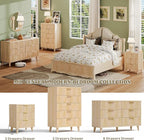 Lulive Wood Night Stand Set 2 Fluted Dresser for Bedroom 3 Drawers End Tables Nightstand with Charging Station, Storage Modern Side Table Natural