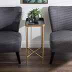 Kate and Laurel Celia Modern Tray Side Table, 18 x 12 x 26, Black and Gold, Foldable Rectangular End Table for Storage and Display