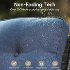 2 Pieces Wicker Patio Chairs - Outdoor Rattan Chairs Set of 2,All-Weather PE Wicker Dining Chair Set with High Back and Deep Seating for Deck Porch,Blue