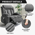 Rocking Recliner Chair with Heat and Massage, Nursery Recliner 360° Swivel Oversized Chairs for Adults, Lazy Boy Single Sofa Seat with 3 Positions, 2 Side Pockets, Cup Holders, and USB Ports, Grey