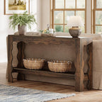 Tribesigns 63 Inch Entryway Table, Modern Rustic Entry Table with Scalloped Edge & Storage Shelf, Accent Narrow Long Sofa Table Behind Couch Console Tables for Entryway, Living Room, Dark Brown