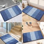 Kitinjoy Indoor Outdoor Door Mat, 30x17 Non-Slip Absorbent Dirt Trapper, Low-Profile Washable Inside Entrance Front Floor Mat, Sturdy Soft Entry Doormats for Entryway, Navy Blue