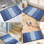 Kitinjoy Indoor Outdoor Door Mat, 48x30 Non-Slip Absorbent Dirt Trapper, Low-Profile Washable Inside Entrance Front Floor Mat, Sturdy Soft Entry Doormats for Entryway, Navy Blue