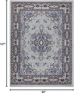 Home Dynamix Premium Sakarya Traditional Medallion Border Area Rug, Silver, 7'8"x10'7" Rectangle