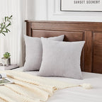 GAWAMAY Decorative Chenille Throw Pillow Covers 26x26 Inch Pack of 2, Soft Square Couch Pillow Cover for Sofa Cushion Living Room Bedroom Oversized Pillowcases Light Grey 66x66cm (ONLY Covers)