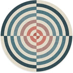 RUGGABLE x Jonathan Adler Machine Washable Modern Area Rug – Op Art Teal 8 ft Round, Stain-Resistant, Non-Slip – Large Rugs for Living Room, Bedroom, Hallway, Entryway & Office–with Standard Pad