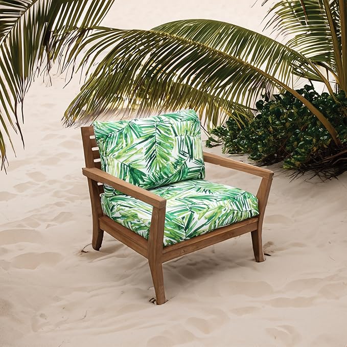 Tommy Bahama Deep Seating Lounge Cushion, 23" X 24" X 4", Coastal Palm Green Leaf
