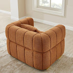 VANOMi Sofa and Chair Set, Modern Deep Seat Couch & Boucle Sofa Chairs, Oversized Upholstered Couch Sets for Living Room, Bedroom, Office, Apartment, Curry (2 Pieces)