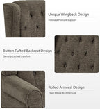 Lumibee High Back Accent Chair Set of 2,Upholstered Wingback Armchair with Solid Wood Legs for Small Spaces,Comfy Single Sofa Chair for Living Room,Bedroom,Office-Taupe