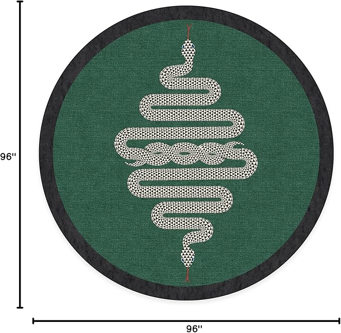 RUGGABLE x Jonathan Adler Machine Washable Modern Area Rug – Venom Emerald 8 ft Round, Stain-Resistant, Non-Slip – Large Rugs for Living Room, Bedroom, Hallway, Entryway & Office–with Standard Pad