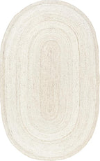 nuLOOM Oval 4x6 Rigo Jute Hand Woven Area Rug, Off White, Solid Farmhouse Design, Natural Fiber, For Bedroom, Living Room, Dining Room, Hallway, Office, Kitchen, Entryway