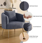 Art Leon Accent Chair Set of 2, Modern Velvet Upholstered Armchairs, Living Room Side Chairs Barrel Chairs with Golden Metal Legs, Gray
