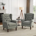 UIXE High Back Accent Chairs Set of 2, Upholstered Armchair in Fabric, Retro Wingback Arm Chair for Living Room, Comfy Single Sofa Bedroom Reading Seat with Solid Wood Legs - Dark Gray