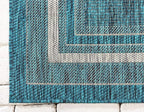 Unique Loom Outdoor Border Collection Area Rug - Soft Border (6' 1" x 9' Rectangle, Teal/ Ivory)