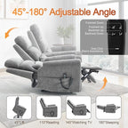 Power Lift Recliner Chair for Elderly People, Dual Motor Lay Flat Recliner with Vibration Massage and Heat, Heavy Duty Motion Mechanism Standing Assistance Reclining Chair, Chenille Fabric Dark Gray