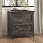 Bush Furniture Key West 2 Drawer Lateral File Cabinet in Dark Gray Hickory, Document Storage for Home Office, Accent Chest with Drawers
