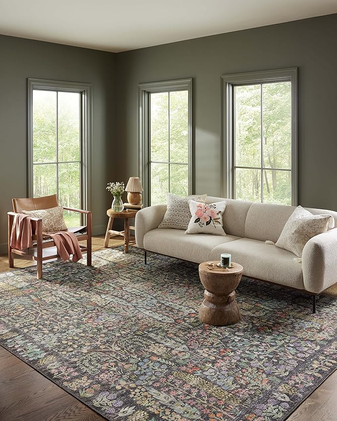 Loloi Rifle Paper Co. Maison Collection MAO-07 Charcoal 7'-6" x 9'-6", .19" Pile Height, Area Rug