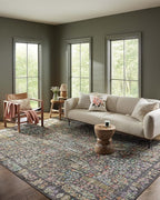 Loloi Rifle Paper Co. Maison Collection MAO-07 Charcoal 5'-0" x 5'-0" Round, .19" Pile Height, Accent Rug