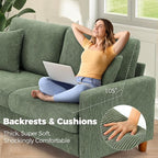70in Corduroy Couch, Kidirect Sofa No Tool Assembly, Comfy Couches for Living Room 21in Deeper Seats, Corduroy Sofas for Living Room with 2 Pillows, Oversized Loveseat Sofa, Boho Love Seat Green Couch
