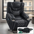 Power Lift Chair for Elderly: 9988 High Density Foam Lay Flat with Heat and Massage, Reclining to 180, 2 Pockets Cup Holders, 2 Remote Controls, Dual OKIN Motors - Breathable Leather Black