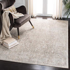 SAFAVIEH Evoke Collection Area Rug - 6'7" Square, Ivory & Taupe, Distressed Design, Non-Shedding & Easy to Clean, Ideal for Living Room, Bedroom, Dining Space (EVK256E)