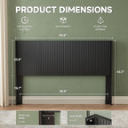 64.6" Wide Wooden Queen Headboard Only, Wingback Boho Headboards, Simple Setup, Modern Farmhouse Headboards with Vertical Grain Design, Wood Headboard Queen Size, Ink Black