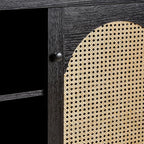 Walker Edison Sasha 2-Door Sideboard Buffet with Arched Rattan Panels, 58 Inch, Black