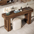 Tribesigns 63-Inch Long Console Table, Wooden Rectangular Sofa Table Behind The Couch, Farmhouse Entryway Table for Entrance, Hallway, Living Room (Rustic Brown)