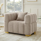 VANOMi 44.09”Oversized Accent Chair, Boucle Arm Chair with Deep Seat, Comfy Reading Chair for Living Room, Bedroom, Office, Apartment, Camel (1 Piece)