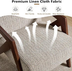 Bonzy Home Mid-Century Modern Accent Chair Set of 2 with Wood Frame, Upholstered Armchair for Bedroom & Living Room, Linen Fabric Cushion, Z-Shaped Armrest Design, Sturdy Lounge Chair,Brown