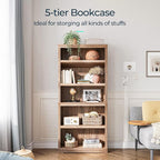 LINSY HOME 5-Shelf Bookcase, Bookshelves Floor Standing Display Storage Shelves 68 in Tall Bookcase Home Decor Furniture for Home Office, Living Room, Bed Room - Dark Brown