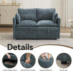 55" Cloud Modular Loveseat Sofa with Storage, Modern Upholstered Sofa Couch Small Love Seat，2 Seater Chenille Comfy Sectional Sofa with Armrests for Living Room, Small Space, Blue