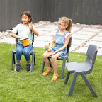 ECR4Kids 14in Plastic School Stack Chair, Children's Furniture, Grey, 4-Pack