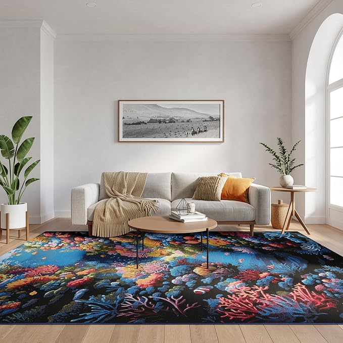 Nourison Home Color Splash Multicolor 9' x 12' Area Rug - Easy Clean, Non Shedding, Bed Room, Living Room, Dining Room, Kitchen (9' x 12')