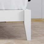Serene Farmhouse Style Wood Bed in Queen Size with Chevron Scoring Headboard, Coastal Modern Design, Sturdy, Easy Assembly, Ample Underbed Storage, White Finish