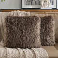 FUTEI Dark Coffee Decorative Throw Pillow Covers 18x18 Inch Set of 2,Soft Cozy Faux Fine Wool Textured Cushion Case,Modern Home Luxury Decor for Couch Bed Living Room