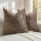 FUTEI Dark Coffee Flannel Throw Pillow Covers 16x16 Inch Set of 2,Soft Dimensional Textured Cushion Cases,Modern Home Decor for Couch Living Room