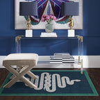 RUGGABLE x Jonathan Adler Machine Washable Modern Area Rug – Venom Sapphire 3x5, Stain-Resistant, Non-Slip – Small Rugs for Living Room, Bedroom, Hallway, Entryway & Office–with Cushioned Pad