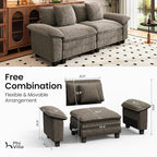 PHI VILLA Indoor Modular Couches Sets, 87.5" Sectional Loveseat Sofa with Upholstered Deep Seat, 2-Seater Comfy Couches for Living Room Bedroom, Chenille Fabric, Smoky Grey