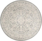 SAFAVIEH Reflection Collection Area Rug - 6'7" Round, Light Grey & Cream, Non-Shedding & Easy Cleaning, Ideal for Living Room, Bedroom (RFT665C)