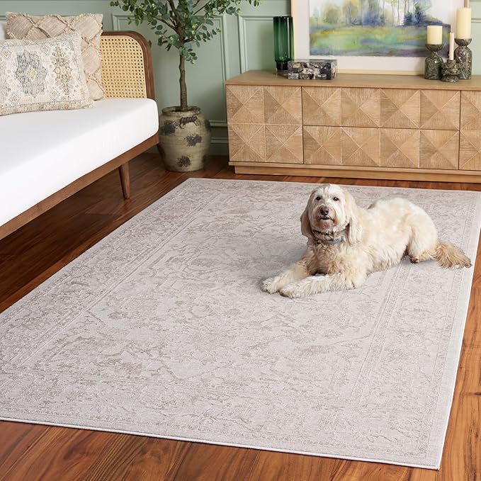SAFAVIEH Reflection Collection Area Rug - 5'1" x 7'6", Cream & Ivory, Non-Shedding & Easy Cleaning, Ideal for Living Room, Bedroom (RFT665D)