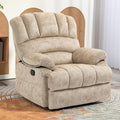 Manual Recliner Chair for Living Room, Single Sofa Recliners for Adults 350LBS, Heavy Duty Reclining Max 155 Degrees, Fabric Beige