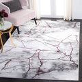 SAFAVIEH Craft Collection Area Rug - 5'3" Square, Grey & Wine, Modern Abstract Design, Non-Shedding & Easy Care, Ideal for High Traffic Areas in Living Room, Bedroom (CFT877S)