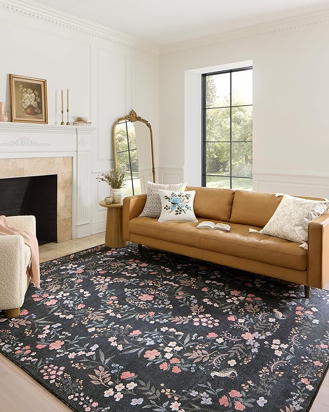 Loloi Rifle Paper Co. Maison Collection MAO-04 Tuileries Black 5'-0" x 7'-6", .19" Pile Height, Area Rug