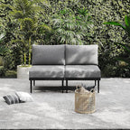 Sundale Outdoor 3 Pieces Patio Furniture Set, Metal Outdoor Sectional Sofa with 6 Inch Olefin Cushion and Coffee Table, All-Weather Modern Outdoor Conversation Sets (Grey Frame)